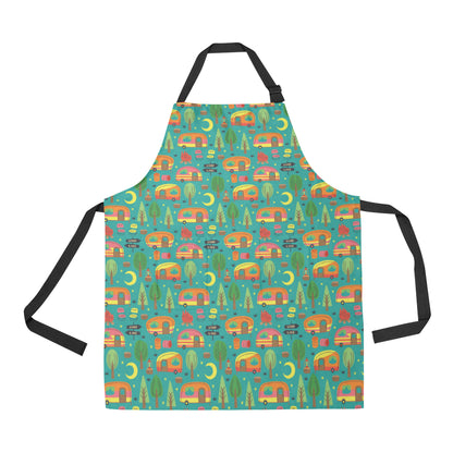 Camping Camper Pattern Print Design 05 Apron with Pocket