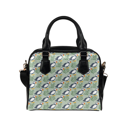 Puffin Pattern Print Design A04 Shoulder Handbag