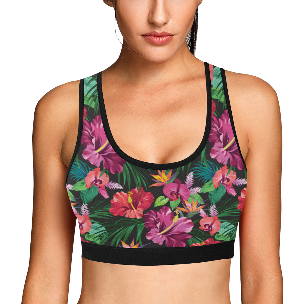 Hawaiian Flower Hibiscus tropical Sports Bra