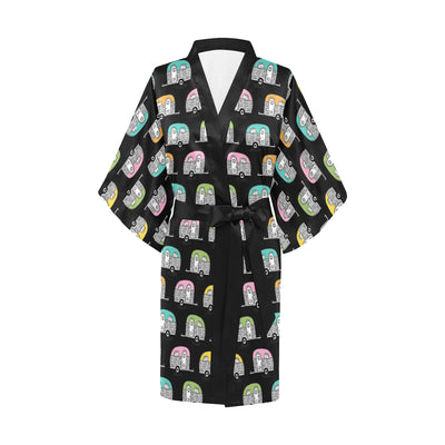 Camper Pattern Camping Themed No 2 Print Women's Short Kimono