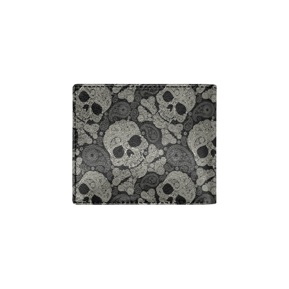 Paisley Skull Pattern Print Design A01 Men's ID Card Wallet