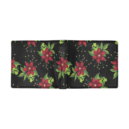 Poinsettia Pattern Print Design A01 Men's ID Card Wallet