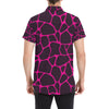 Giraffe Pink Background Texture Print Men's Short Sleeve Button Up Shirt