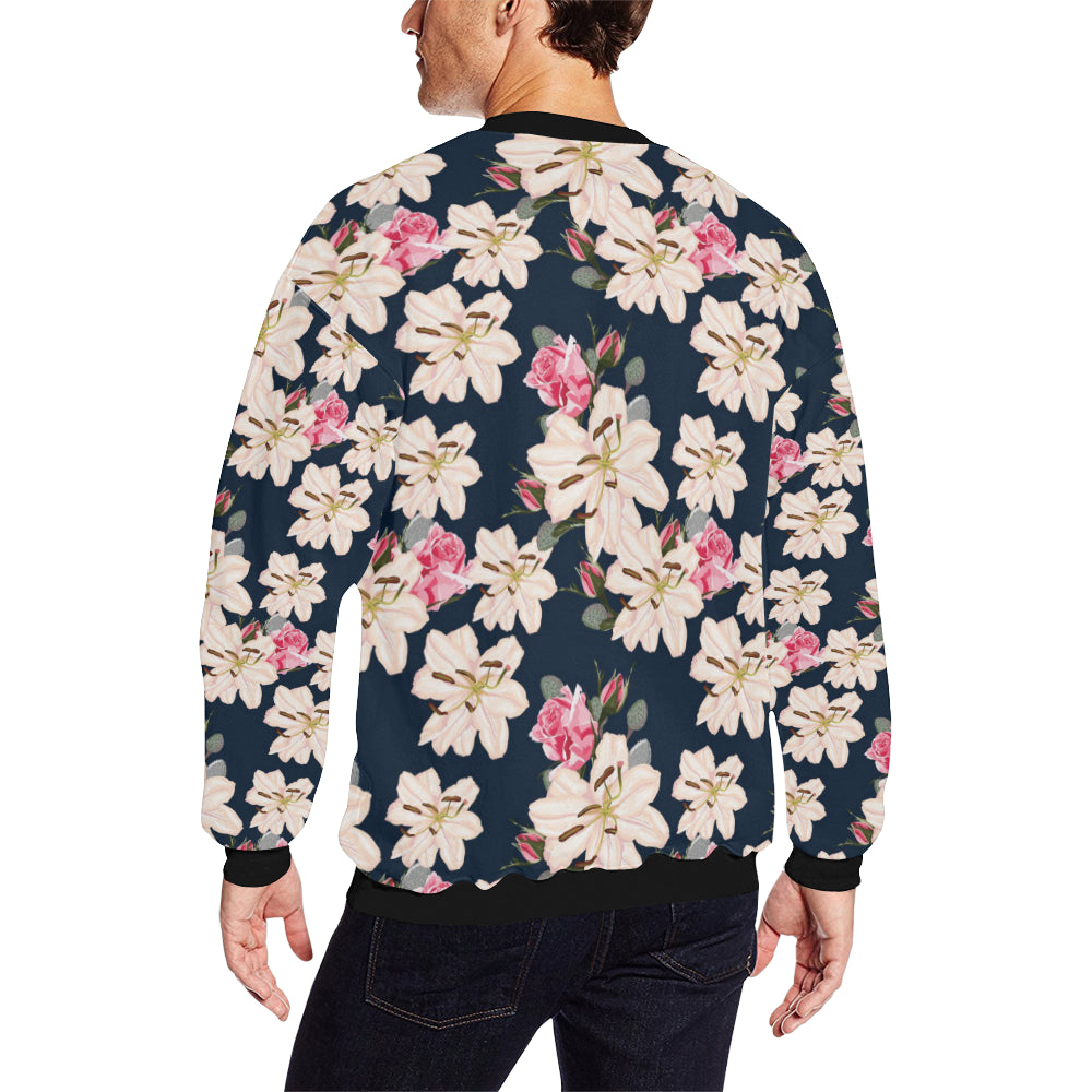 Lily Pattern Print Design LY04 Men Long Sleeve Sweatshirt