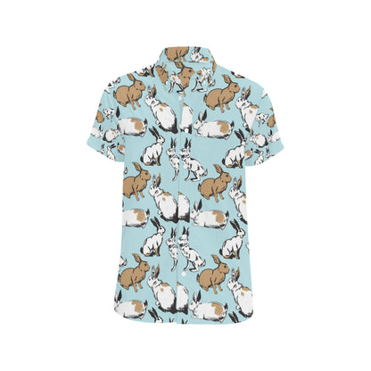 Rabbit Pattern Print Design RB018 Men's Short Sleeve Button Up Shirt