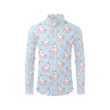 Donut Unicorn Pattern Print Design DN014 Men's Long Sleeve Shirt