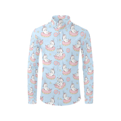 Donut Unicorn Pattern Print Design DN014 Men's Long Sleeve Shirt