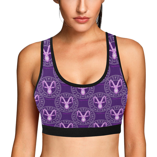 Capricorn Zodiac Pattern Print Design 04 Sports Bra