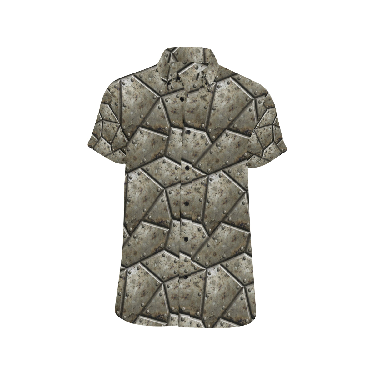 Armor Pattern Print Design 01 Men's Short Sleeve Button Up Shirt