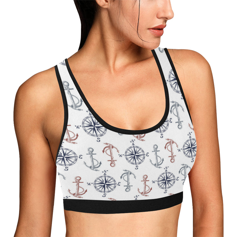 Anchor Pattern Print Design 06 Sports Bra