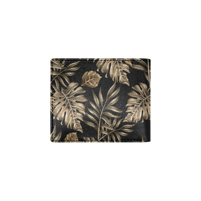 Brown Tropical Palm Leaves Men's ID Card Wallet