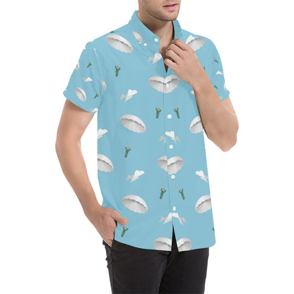 Paratrooper Pattern Print Design A02 Men's Short Sleeve Button Up Shirt