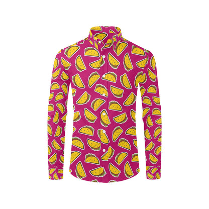 Taco Pattern Print Design TC01 Men's Long Sleeve Shirt