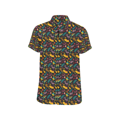 Aloha Hawaii Summer Design Themed Print Men's Short Sleeve Button Up Shirt