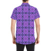 kaleidoscope Pattern Print Design Men's Short Sleeve Button Up Shirt