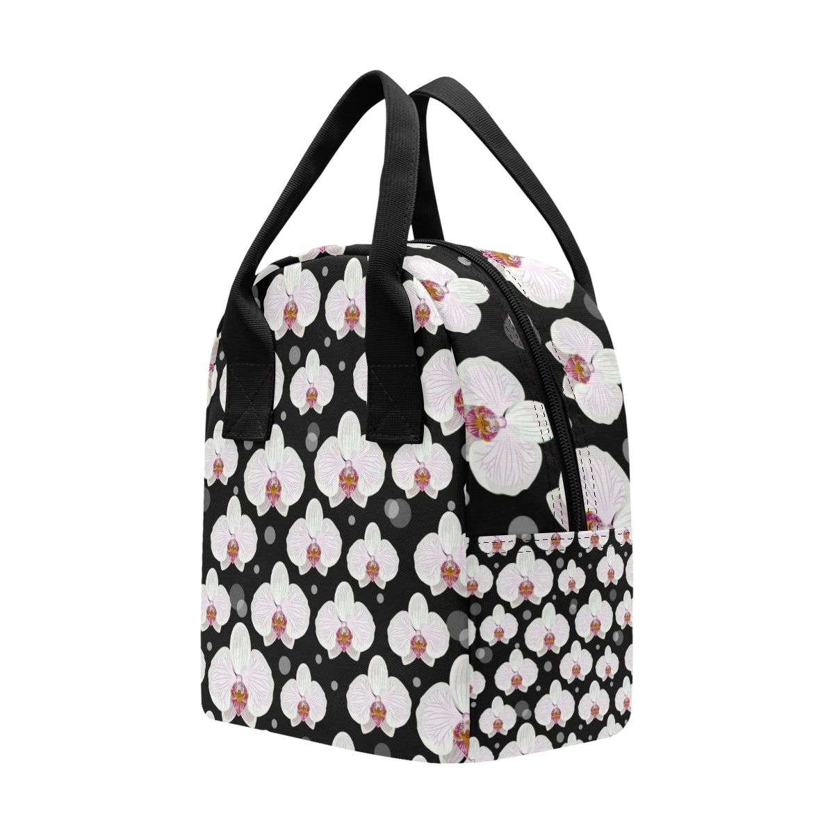 Orchid White Pattern Print Design OR09 Insulated Lunch Bag