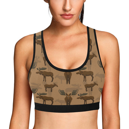 Moose Pattern Print Design 03 Sports Bra