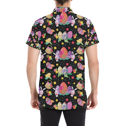 Easter Eggs Pattern Print Design RB06 Men's Short Sleeve Button Up Shirt