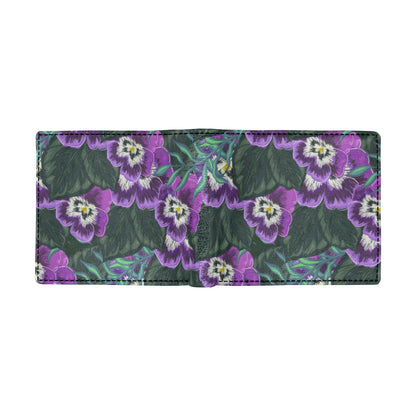 Pansy Pattern Print Design PS07 Men's ID Card Wallet