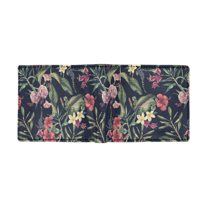 Tropical Flower Pattern Men's ID Card Wallet