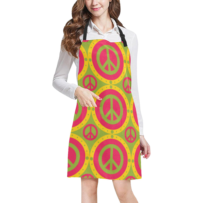 Peace Sign Pattern Print Design A01 Apron with Pocket