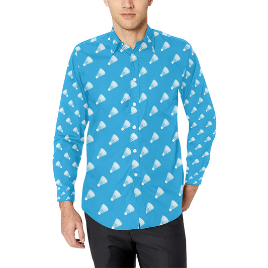 Badminton Ball Pattern Print Design 08 Men's Long Sleeve Shirt