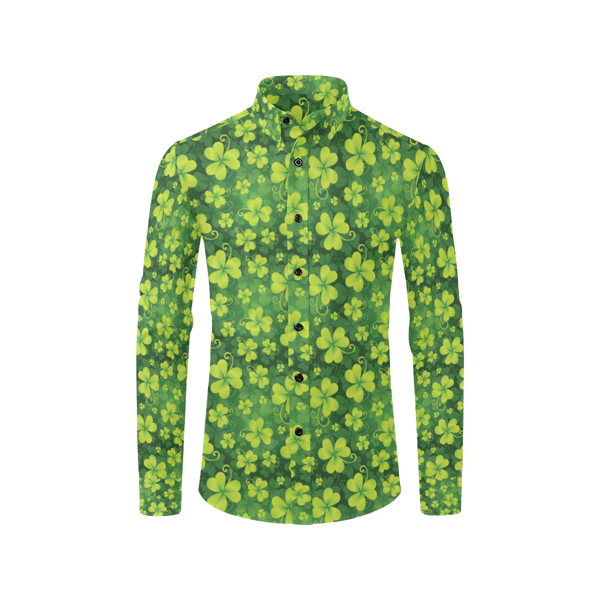 Shamrock Clover Print Men's Long Sleeve Shirt