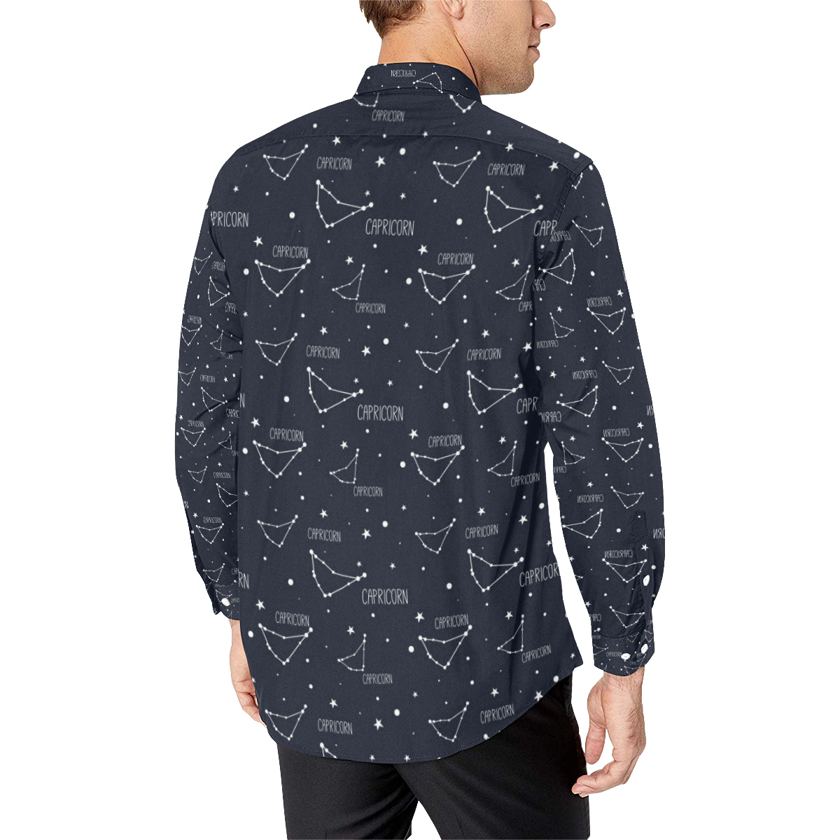 Capricorn Zodiac Pattern Print Design 01 Men's Long Sleeve Shirt