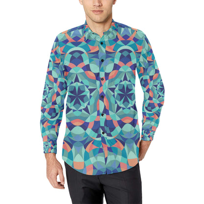 Kaleidoscope Pattern Print Design 03 Men's Long Sleeve Shirt