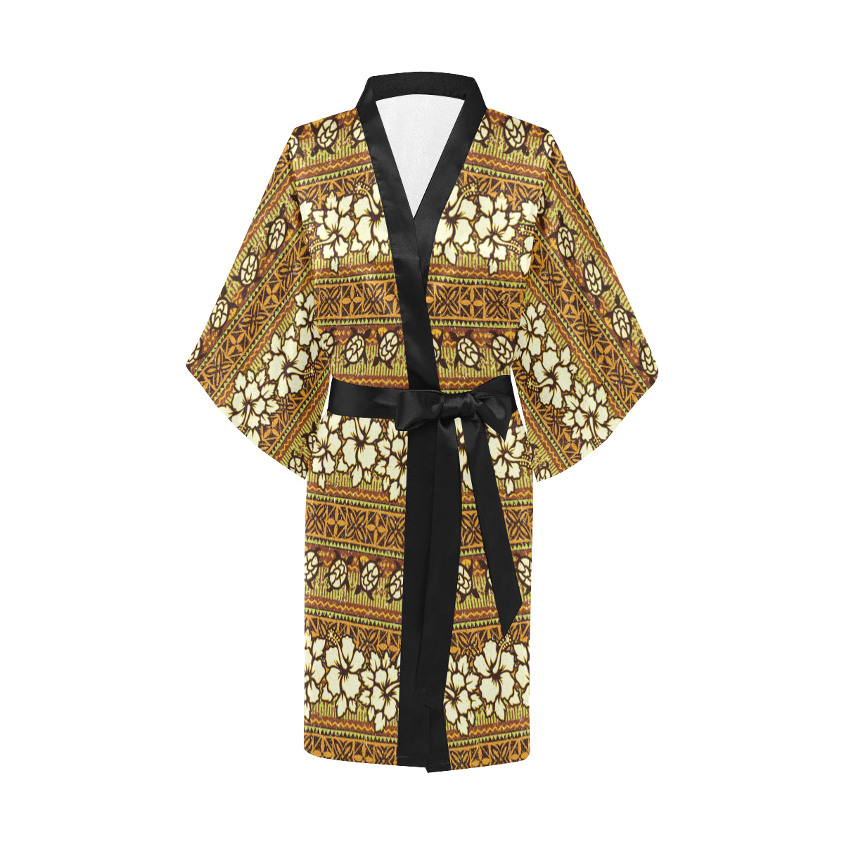 Hawaiian Themed Pattern Print Design H015 Women Kimono Robe