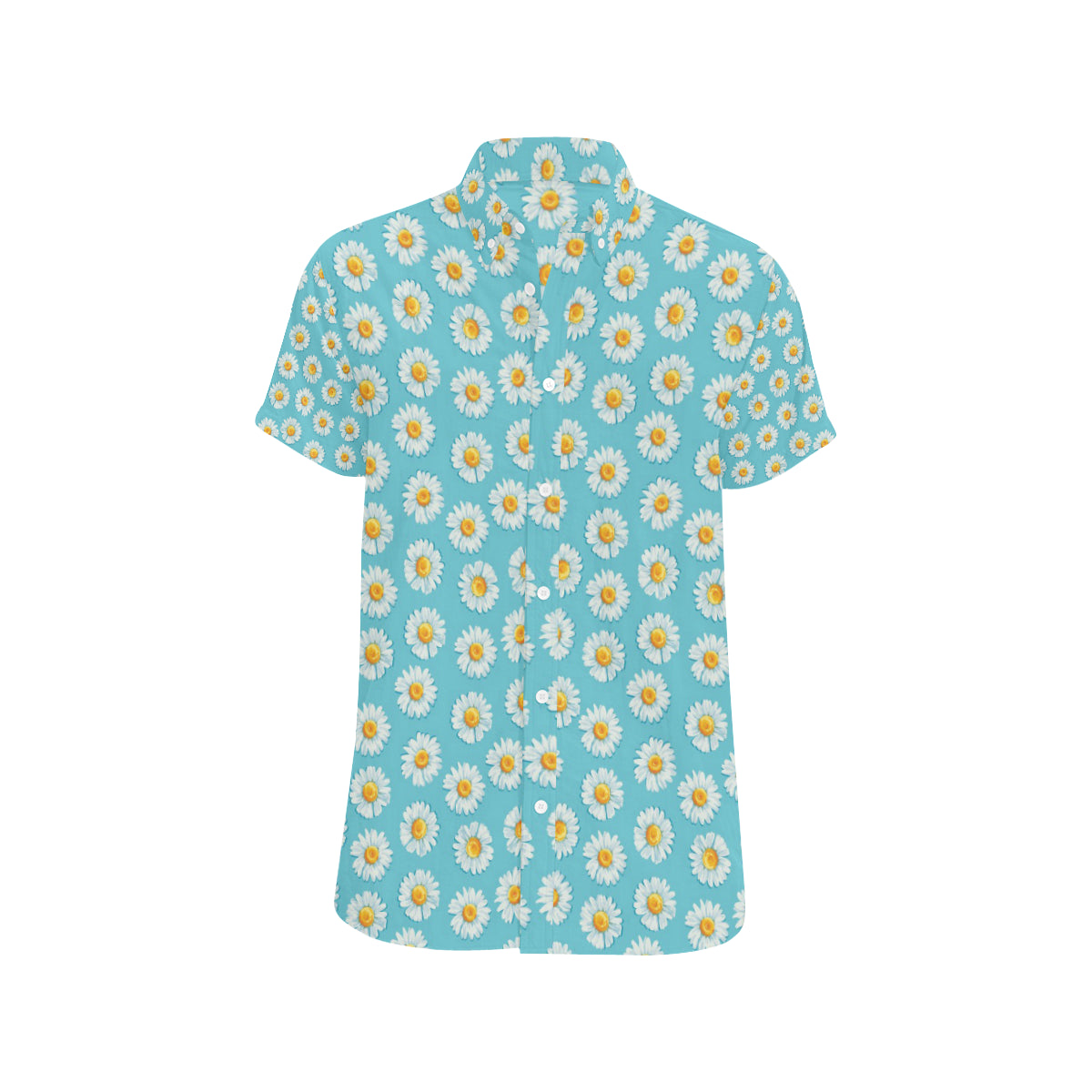 Daisy Pattern Print Design DS03 Men's Short Sleeve Button Up Shirt