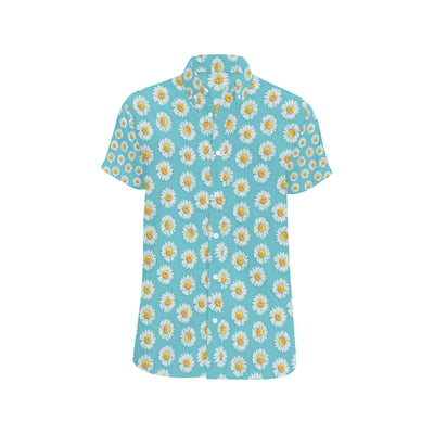 Daisy Pattern Print Design DS03 Men's Short Sleeve Button Up Shirt