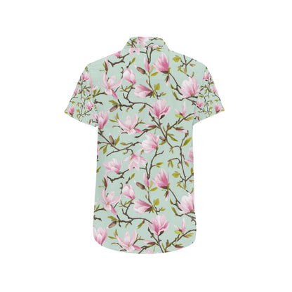 Magnolia Pattern Print Design MAG04 Men's Short Sleeve Button Up Shirt
