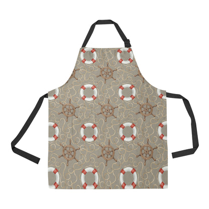 Nautical Pattern Print Design A02 Apron with Pocket