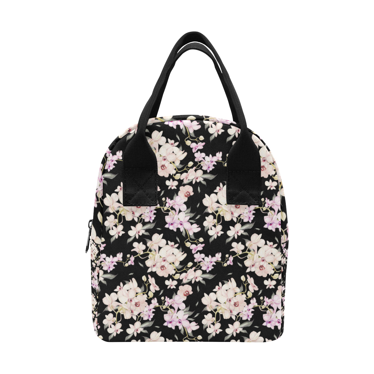 Orchid White Pattern Print Design OR03 Insulated Lunch Bag