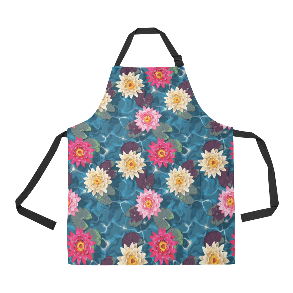 Water Lily Pattern Print Design WL05 Apron with Pocket