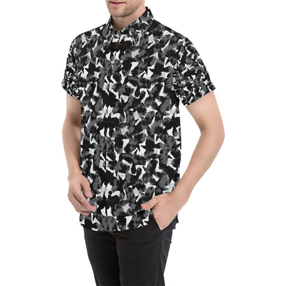 Crow Pattern Print Design 01 Men's Short Sleeve Button Up Shirt