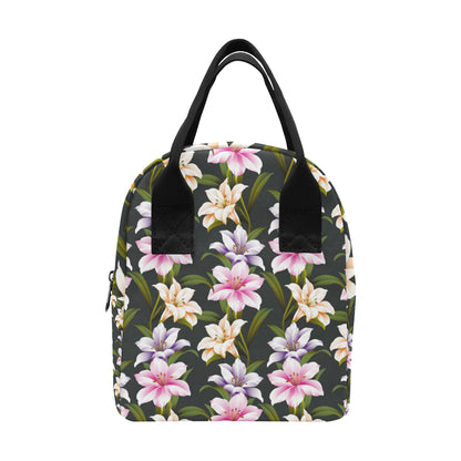 Lily Pattern Print Design LY01 Insulated Lunch Bag