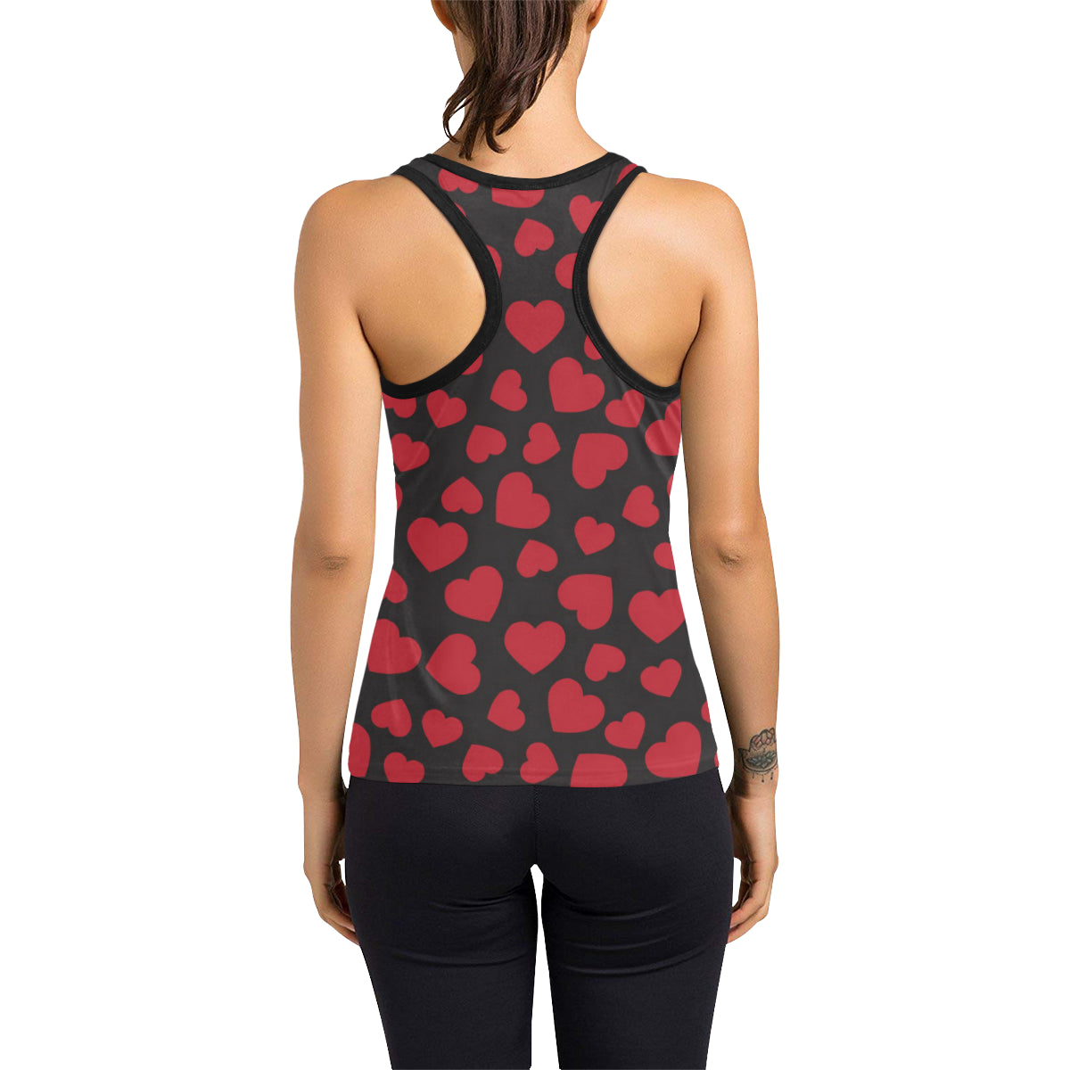 Heart Red Pattern Print Design HE01 Women's Racerback Tank Top