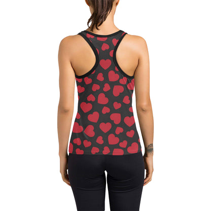 Heart Red Pattern Print Design HE01 Women's Racerback Tank Top
