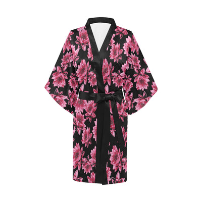 Lotus Pattern Print Design 03 Women's Short Kimono