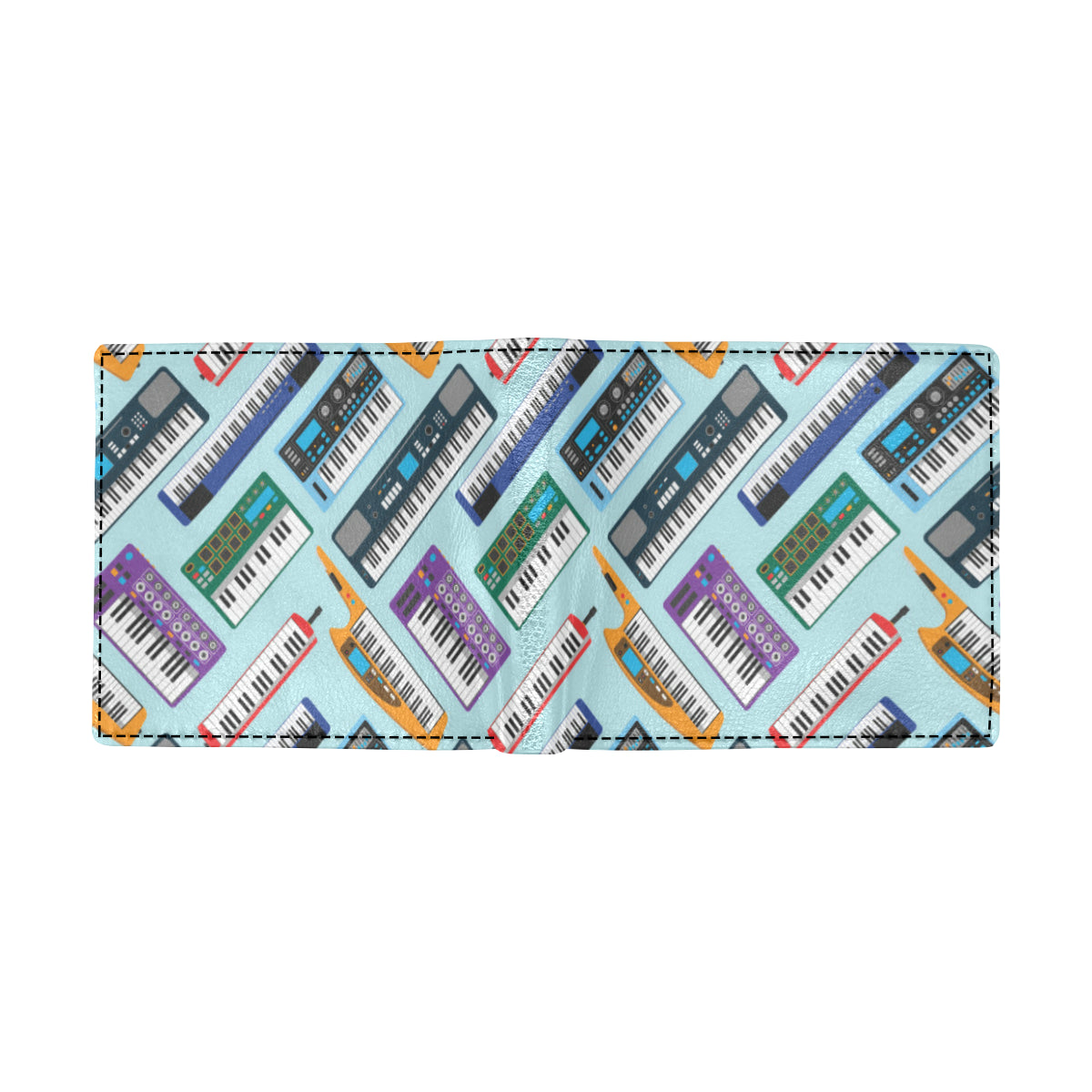 Synthesizer Pattern Print Design 02 Men's ID Card Wallet