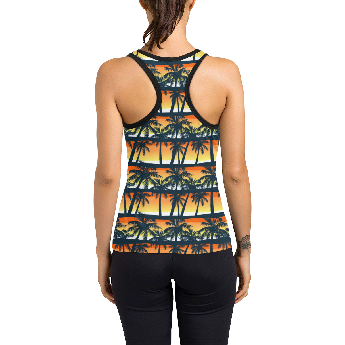 Palm Tree Pattern Print Design PT011 Women's Racerback Tank Top