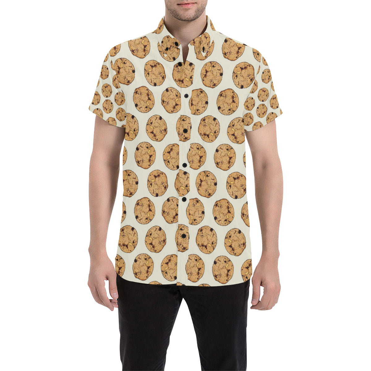 Cookie Pattern Print Design 05 Men's Short Sleeve Button Up Shirt