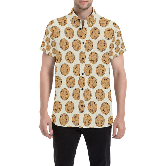 Cookie Pattern Print Design 05 Men's Short Sleeve Button Up Shirt