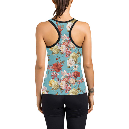 Summer Floral Pattern Print Design SF05 Women's Racerback Tank Top