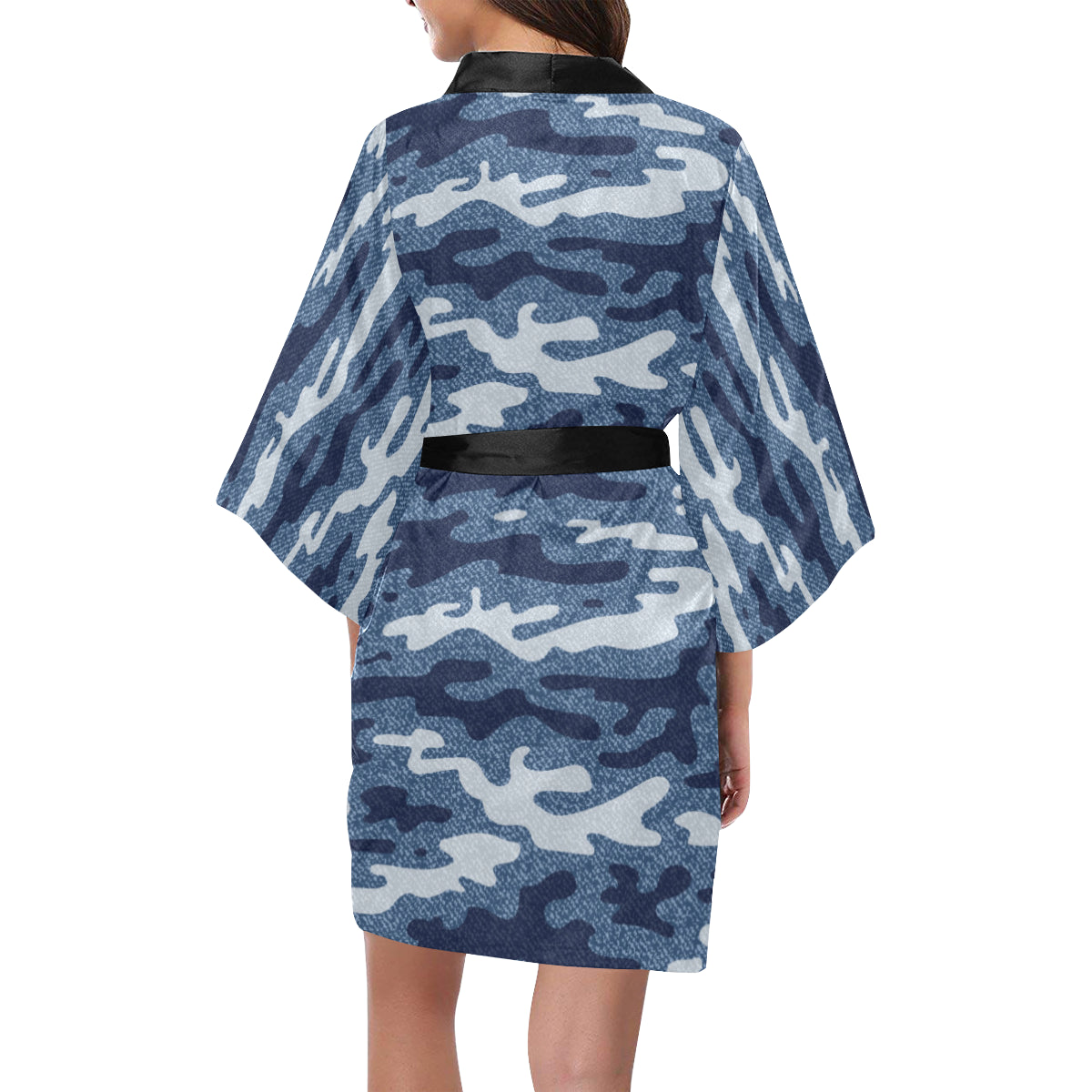 Jean Camouflage Pattern Print Design 05 Women's Short Kimono