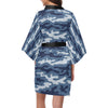 Jean Camouflage Pattern Print Design 05 Women's Short Kimono