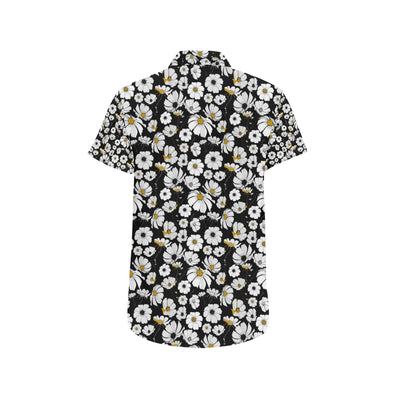 Daisy Pattern Print Design 02 Men's Short Sleeve Button Up Shirt