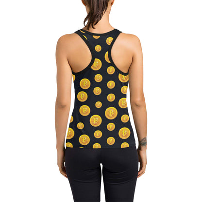 Bitcoin Pattern Print Design DO04 Women's Racerback Tank Top